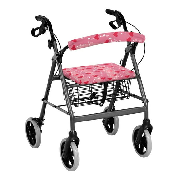 HELLHERO Rollator Walker Seat and Backrest Rollbar Covers Set Improved Comfort Rollator Walker Cover Music Note Heart Lightweight for Elder
