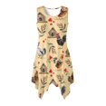 thumbnail image 1 of HELLHERO Rooster Cabin Irregular Hem Sundress, Side Pockets Sleeveless Sundress with Round Neck With Side Pockets for Vacation, 1 of 8