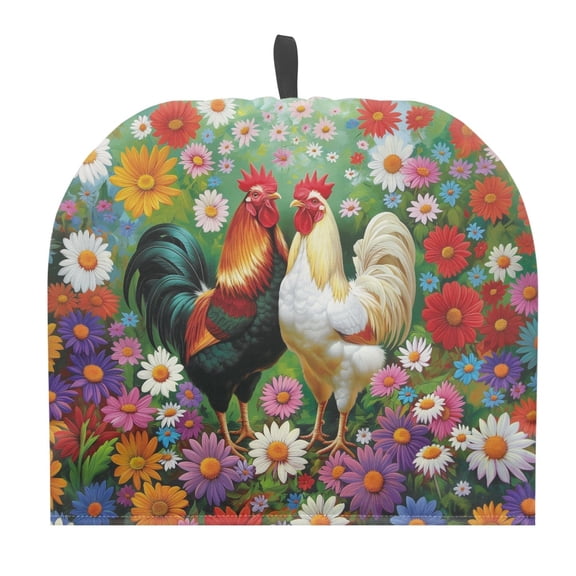 HELLHERO Rooster and Daisy Pattern Lightweight Tea Cozies Covers for Tea Pots