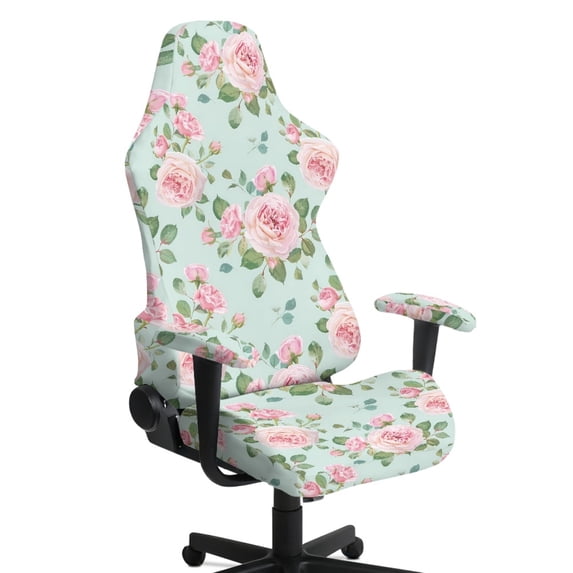HELLHERO Rose 4 Pcs Gaming Chair Cover with Armrest Cover for Gamer, Spandex Computer Chair Cover Stretchable Breathable Armrest Slipcovers for Office
