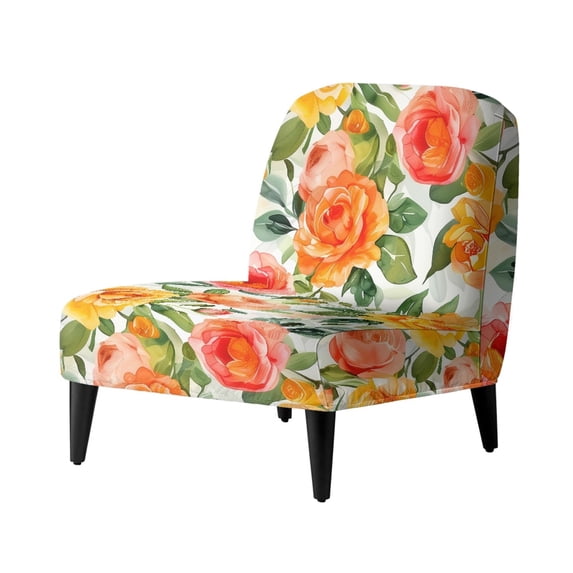 HELLHERO Rose Armless Accent Chair Protector, Anti Scratch Dustproof Slipper Chair Slipcover for Restaurant Living Room