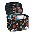 thumbnail image 1 of HELLHERO Rose Brick Pattern Make up Bag with Slip-in Pockets Handheld Makeup & Skincare Organizer Bag Vacation Travel, 1 of 6