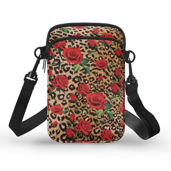 HELLHERO Rose Crossbody Sling Bags with with Zipper Closed Crossbody Bag Stylish Polyester