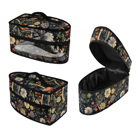 HELLHERO Rose Floral Pattern Clothes Iron Storage Case 11.8x6.69x5.5 Inches Lightweight Organizer Compatible with Most Iron, Bag Only