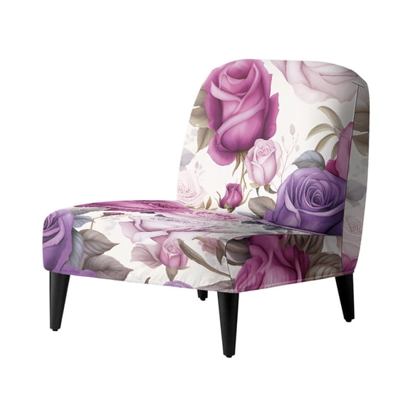 HELLHERO Rose Pattern Dustproof Stain Protection Armless Accent Chair Cover Protector Decorations Armless Chair Slipcover for Armless Couch