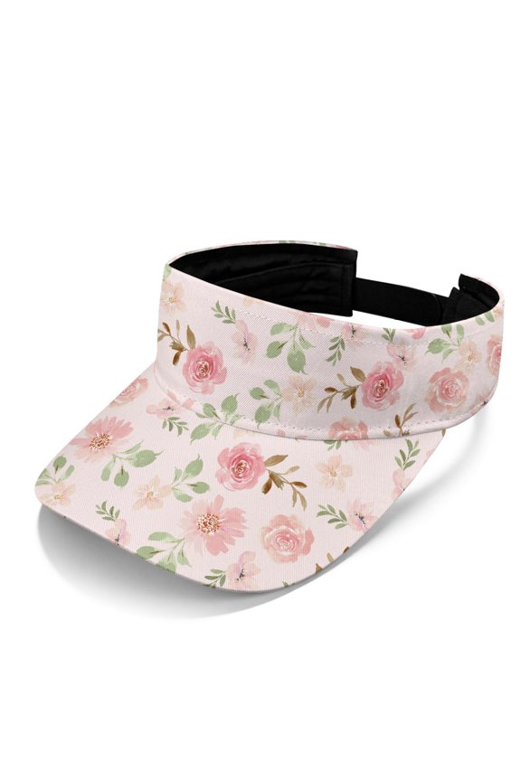 Rose Pattern Lightweight Lightweight Sport Cap, Polyester Fabric Empty Top Design Sun Visor Cap Open Top Sports Visor for Unisex