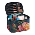thumbnail image 1 of HELLHERO Rose Pattern Portable Cosmetic Bag Case with Brush Slots Travel Cosmetic Bags with Large Capacity Airport Airline Vacation Organization Thoughtful Gift, 1 of 5
