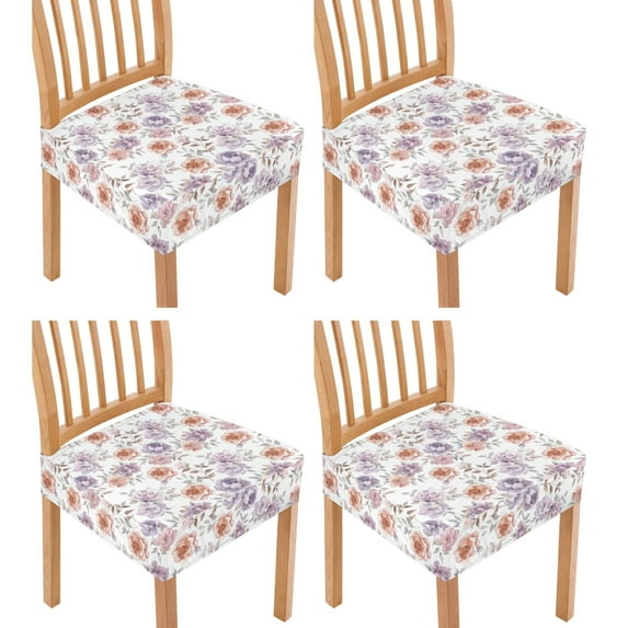 HELLHERO Rose Print Dining Chair Covers Set of 4, Universal Dining Room Chair Seat Cover, Chairs Seat Slipcovers for Kitchen with Elastic Band