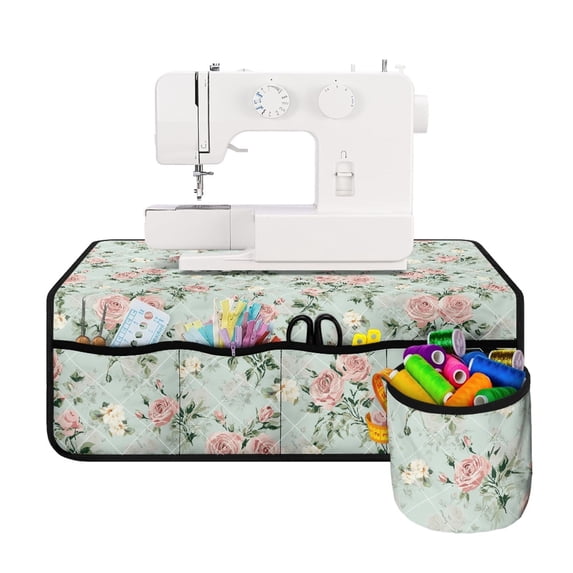 HELLHERO Rose Sewing Machine Mat Durable Dustproof Mat Removable Storage Bag Fabric Polyester, Christmas