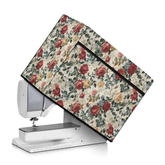 HELLHERO Rose Sewing Machine Protector Cover with Pockets for Extra Accessories Pocket for Most Singer and Brother Sewing Machine