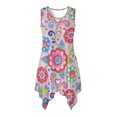 thumbnail image 1 of HELLHERO Round Neck Sleeveless Sundress, Floral Print with Heart Accents Women's Midi Dress Polyester Side Pockets Sleeveless Sundresses Non Deform, 1 of 8