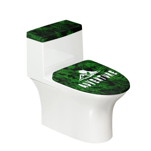 HELLHERO Round Toilet Lid Dust Cover 2 Pack U-Shaped Cozy, Fern with “ADVENTURE”