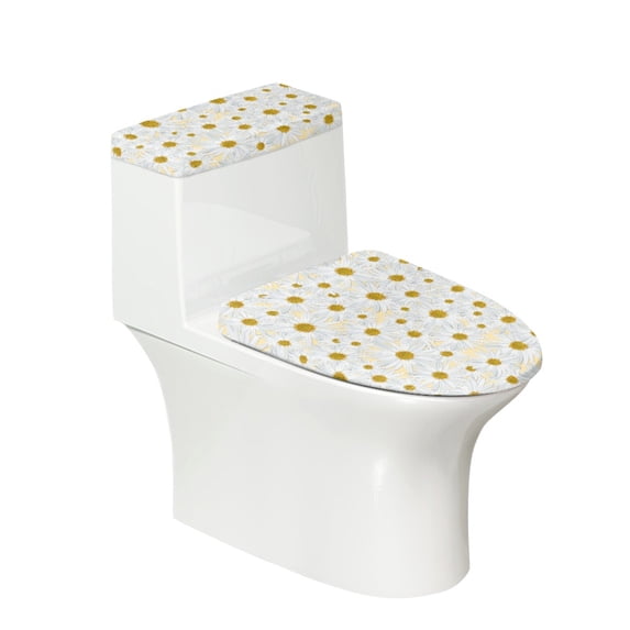 HELLHERO Round Toilet Lid Dust Cover & Fits All Toilet Shapes Toilet Lid Seat Cover Set for Gift, Polyester, Reusable