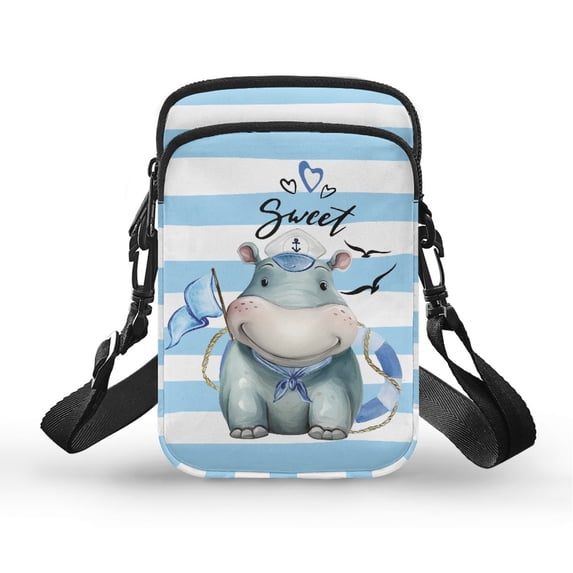 HELLHERO Sailor Hippo Design 2 Layers Women Messenger Bag Polyester for Men, Women