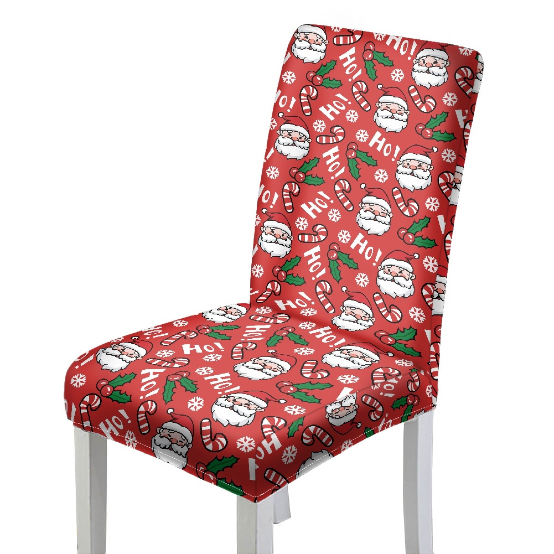 HELLHERO Santa Claus Candy Cane Pattern Dining Chair Covers, Soft ...
