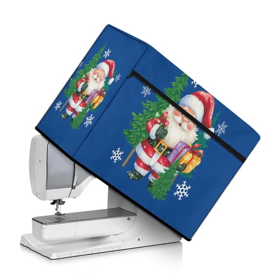 HELLHERO Santa Claus Christmas Tree Sewing Machine Cover with Tote Handle and Pocket Protective Polyester Compatible Most Sewing Machine
