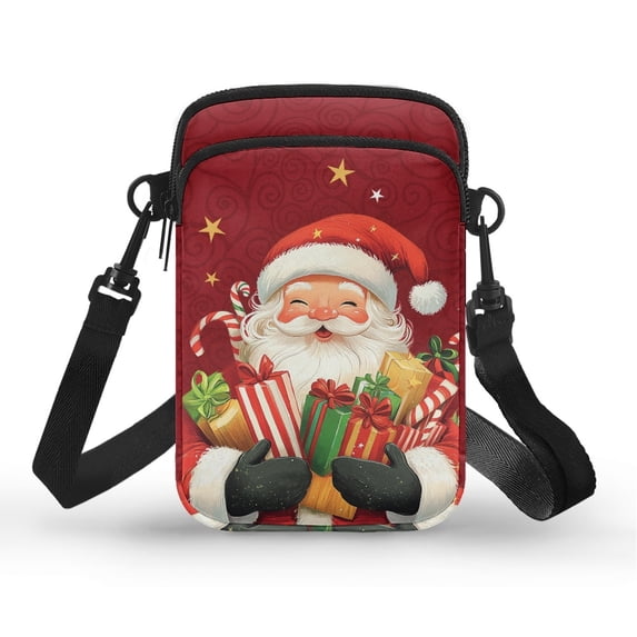 HELLHERO Santa Claus Gift Design Women Crossbody Bag for Women Double-layer Sling Bag Polyester Lightweight