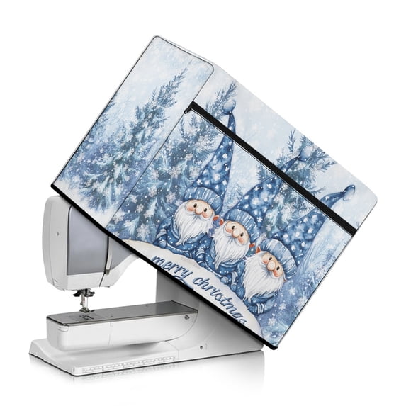 HELLHERO Santa Claus Pattern Sewing Machine Cover Washable Fabric Dustproof Cover with Tote Handle and Pocket Fits All Sewing Machines