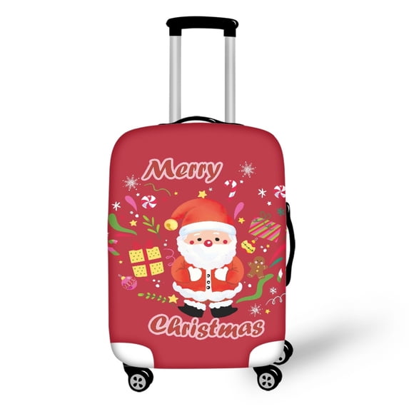 HELLHERO Santa Claus Print Bottom Zipper Luggage Cover Polyester Spandex Washable Suitcase Cover Anti Scratch Suitcase Guard for Friends