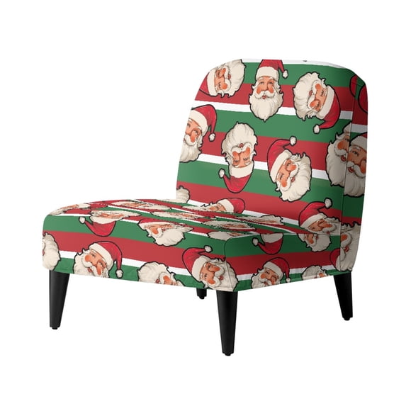 HELLHERO Santa Claus Smooth Armless Accent Chair Protector with Stretch Elastic Bottom, Dustproof Armless Accent Chair Cover