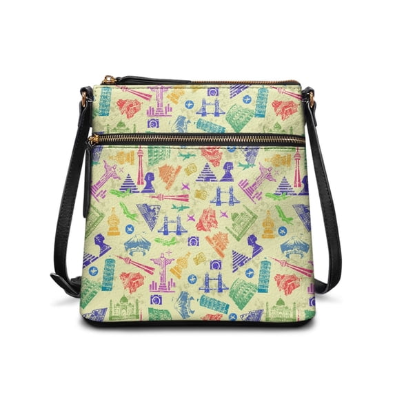HELLHERO Scenic Spot Patterns Women's Shoulder Bag, Stylish Crossbody Bag Lightweight Durable PU Leather Crossbody Purse for Travel Outdoor Activities