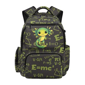 HELLHERO Science-Themed Axolotl Crossbody Smooth Zippers School Backpack for Elementary Back to School, Padded Breathable 600D Polyester Bookbag