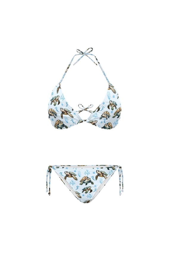 Sea Turtle Polyester Spandex Bikinis Swimsuit Sexy Fashion Plus Size Design Two Piece