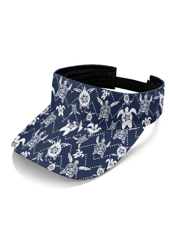 Sea Turtle Sun Visor Hat for Unisex, Polyester Fabric Adjustable Strap Comfortable Fit Sun Visor Cap for Golf Cycling Hiking