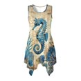 thumbnail image 1 of HELLHERO Seahorse Ocean Map Summer Sleeveless Dress, Side Pockets Summer Sleeveless Sundress Round Neck Asymmetric Asymmetric Dresses for Party Cocktail Party, 1 of 8