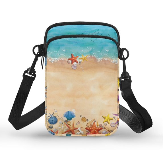 HELLHERO Seashells Starfish Adjustable Shoulder Strap Crossbody Bag Unique Gift, Lightweight for Daily Use, Outdoor Daily Use