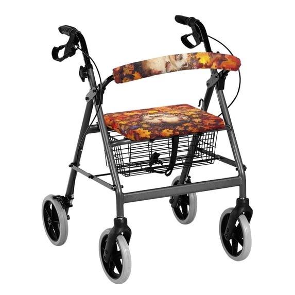 HELLHERO Seat Back Cover Hedgehog Maple Leaf Rollator Walker Cover and Seniors Adult Removable and Washable Non-Slip Fit for Senior