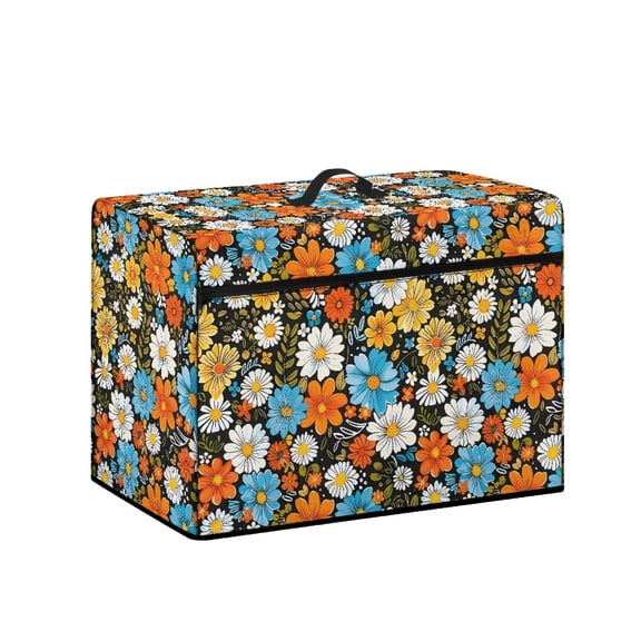 HELLHERO Sewing Machine Carrying Cover Flowers Pocket with Top Handle and Side Essentials Pockets Simple Foldable