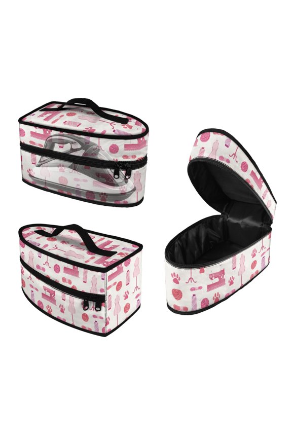 Sewing Machine Claw Print Design Portable Iron Storage Case Zipper Handle Lightweight Iron Accessories For Garment Care, Case Only
