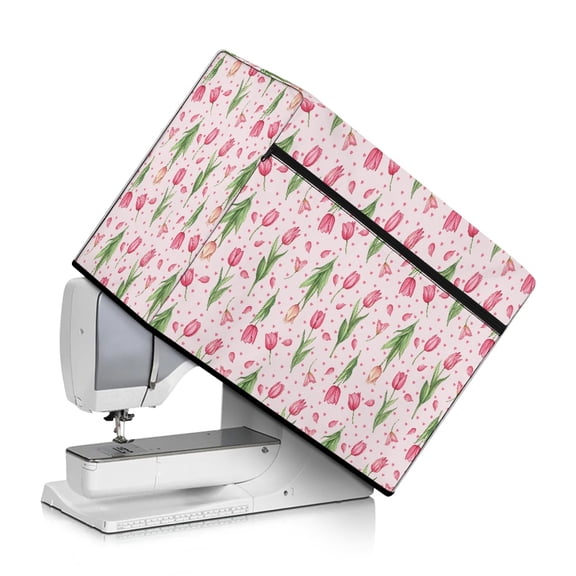 HELLHERO Sewing Machine Cover Easy to Store Easy Storage Tulip Flowers Pockets for Extra Accessories