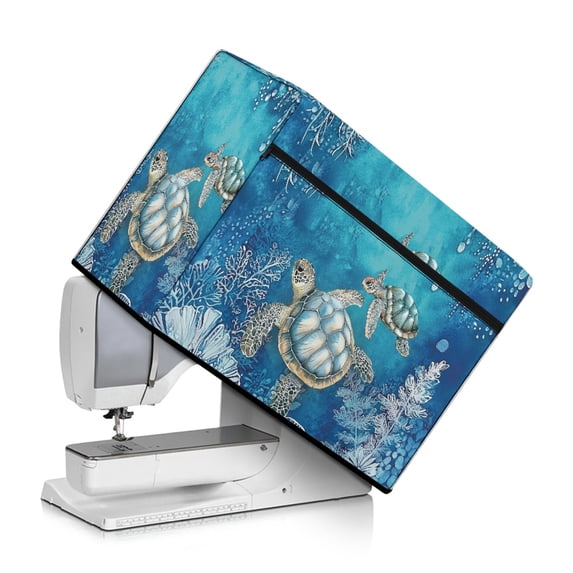 HELLHERO Sewing Machine Cover with Storage Pocket and Carrying Handle Soft Multifunction Dust Covers Lightweight Turtle Pattern Design