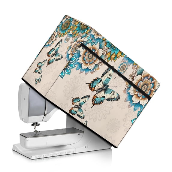 HELLHERO Sewing Machine Cover with Tote Handle and Pocket Datura Butterfly Lightweight Multifunction Home Accessories