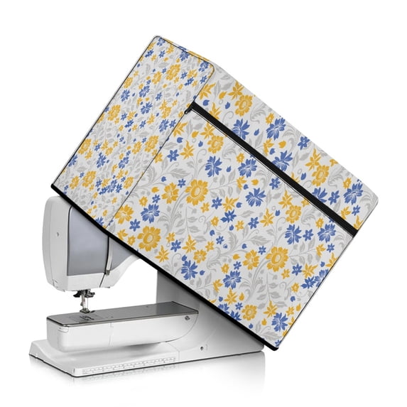 HELLHERO Sewing Machine Cover with Tote Handle and Pocket Universal Waterproof Sleeve Reusable Floral Print