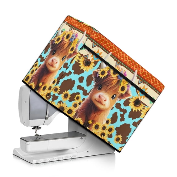 HELLHERO Sewing Machine Dust Cover Machine Washable Protective Cover with Tote Handle and Pocket for Large Sewing Machine and Home Appliance, Calf