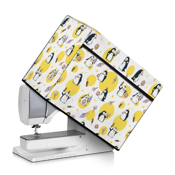 HELLHERO Sewing Machine Dust Cover Penguin Ice Cream Design Reusable Waterproof Pockets for Extra Accessories