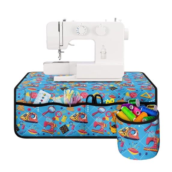 HELLHERO Sewing Machine Mat Organizer Sewing Machine Table Sewing Accessories Easy to Clean with Storage Cylinder to Keep Sewing Accessories, Thanksgiving