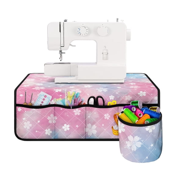 HELLHERO Sewing Machine Mats Beautiful & Practical Fusion Protective Mat Blue and Pink Floral Pattern Household Accessories Durable 25.2×24.4 Inch for Mom