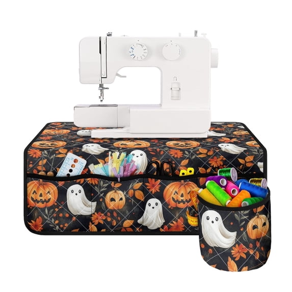 HELLHERO Sewing Machine Pad Beautiful & Practical Fusion Premium Fabric Lightweight Foldable 25.2×24.4 Inch, Ghost Pumpkin Pattern