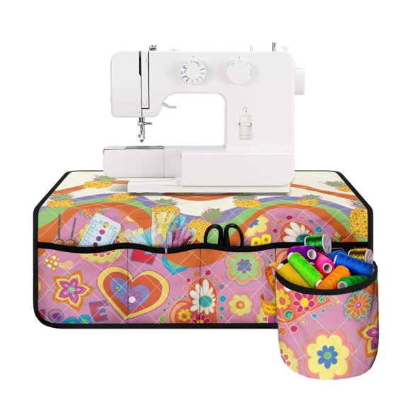 HELLHERO Sewing Machine Pad Organizer with Storage Cylinder Storage Dustproof Mat for Household Pineapple