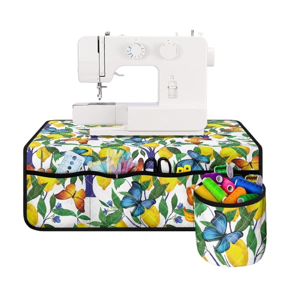 HELLHERO Sewing Machine Pad Storage Citrus Butterfly Freshness Sewing Machines Table Pad with Storage Cylinder for Mom Wife Present Sewing Classes