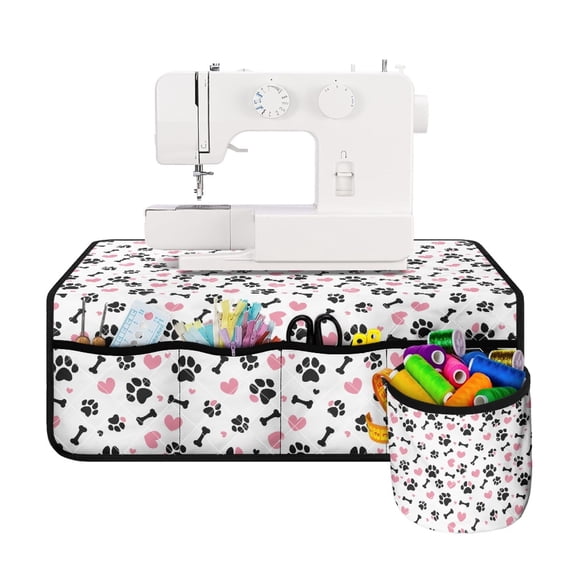 HELLHERO Sewing Machine Pad with Storage Cylinder Lightweight Premium Fabric to Keep Tidy for Family Mom Wife Ideal For Sewing Classes & Home Use, Dog paw
