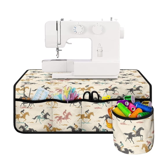 HELLHERO Sewing Machine Pad Waterproof Fabric Polyester Removable Storage Bag 25.2×24.4 Inch, Horse Pattern