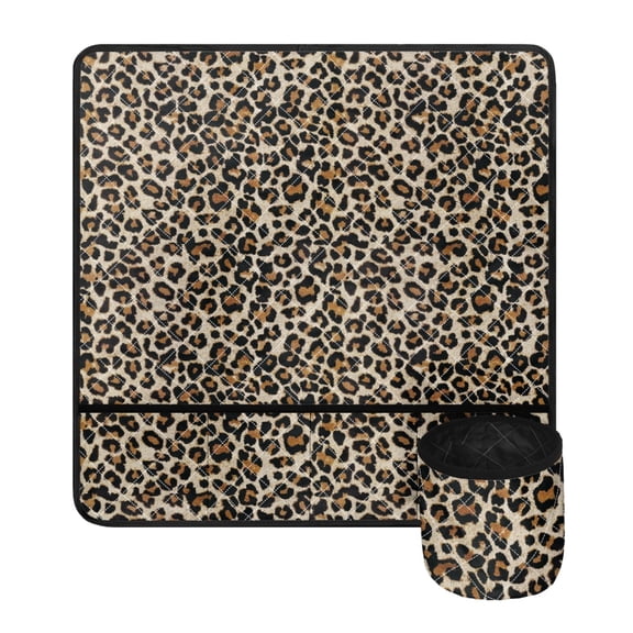 HELLHERO Sewing Machine Pad with 4 Pockets Durable to Store Bobbins for Sewing Classes Leopard