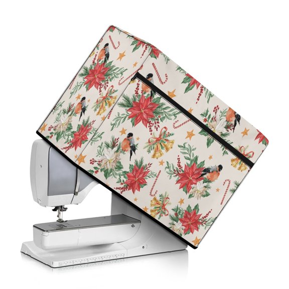 HELLHERO Sewing Machine Protective Cover Poinsettia Pattern Pocket Easy Storage Lightweight Foldable