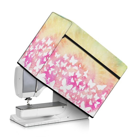 HELLHERO Sewing Machine Protector Cover with Pockets for Extra Accessories Butterfly Pattern Machine Washable Waterproof Sleeve Ideal Gifts for Housewife