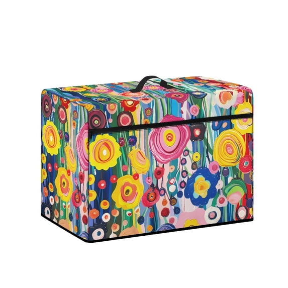 HELLHERO Sewing Machine Protector with Front Pocket Abstract Oil Painting Flower Keep Clean and Safe Keep Sewing Accessories Gifts for Sewing Enthusiasts